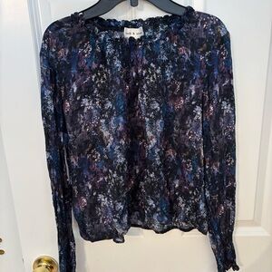 Cloth & Stone Floral Blouse - Black and Purple
